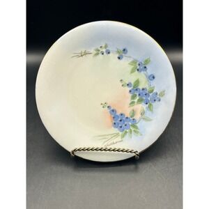 Bareuther Bavaria Plate Decorative Hand Painted Blueberries Gold Trim Signed 6"‎
